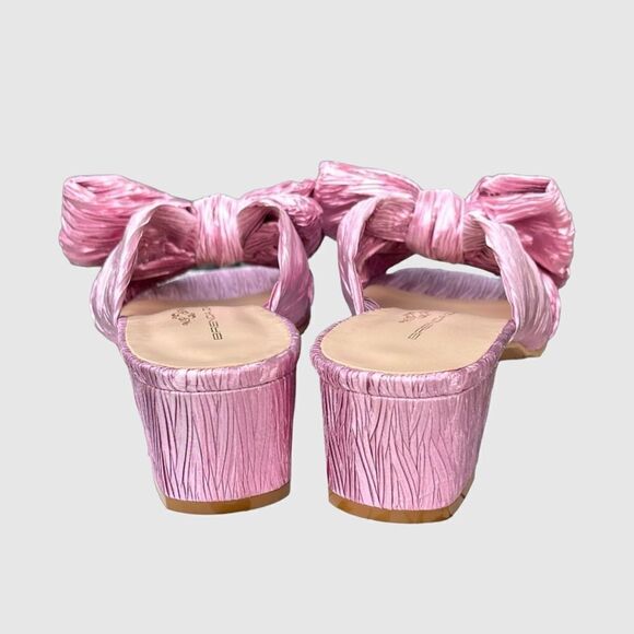 BRENDA ZARO NIB Erica kitten heels in Metallic Pink plissé Size 8/ 8.5 - Picture 6 of 15